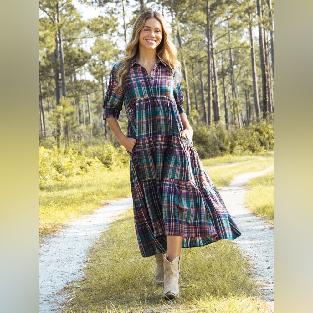 Natural Life Rebecca Flannel Midi Dress XL